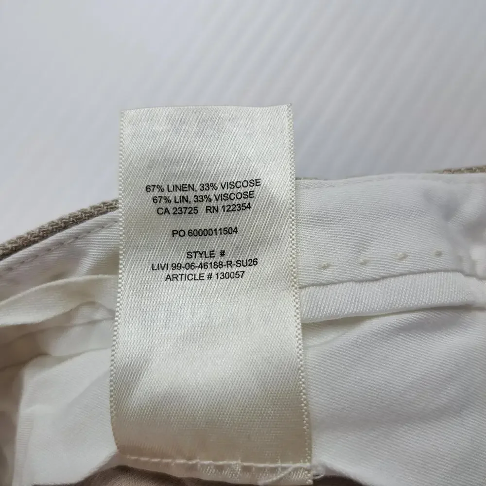 Aritzia Pants Womens 8 Beige Linen Wide Leg Pleated Dress Trousers Career Office